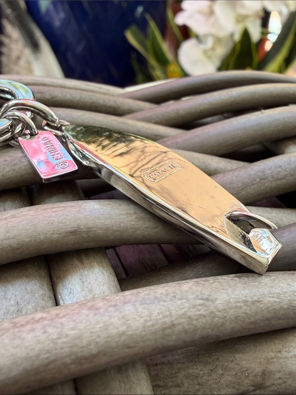 Coach Pink and Red Surfboard Key Charm with Gold Accents - Picture 7 of 7